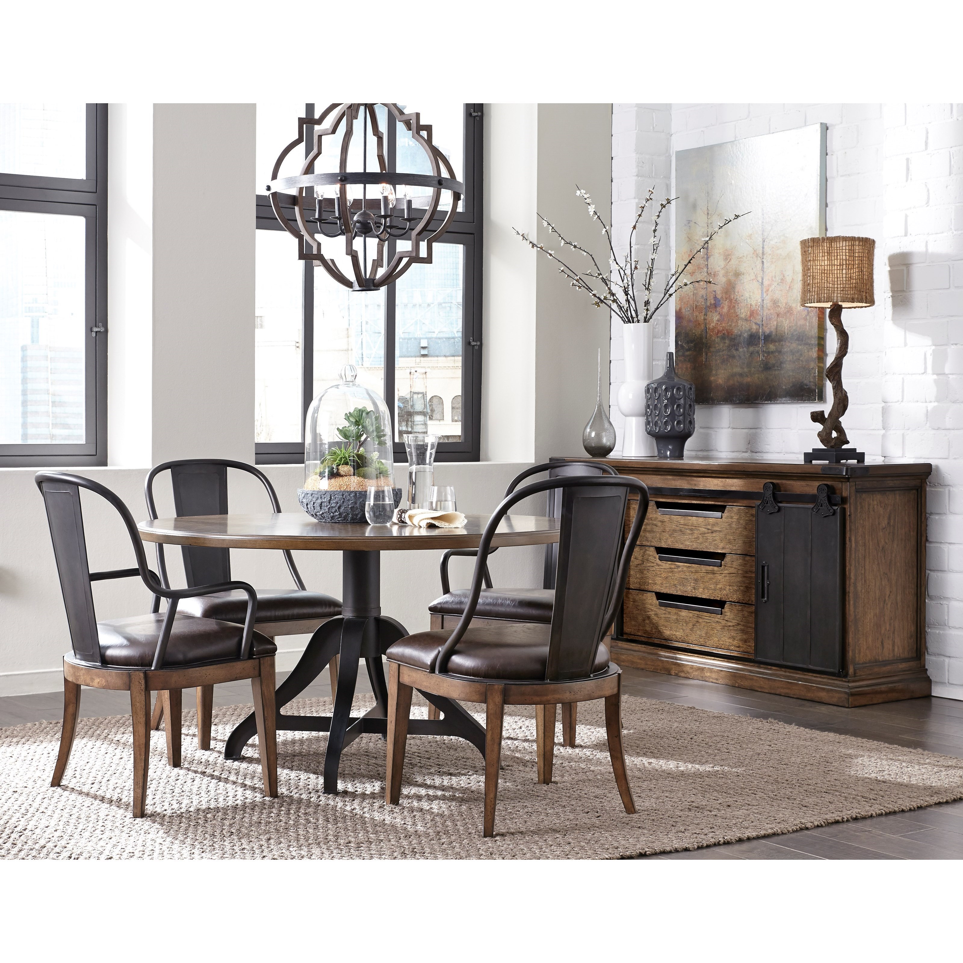 Pulaski Furniture Weston Loft Round Table with Bronze Finished Metal Pedestal Fashion